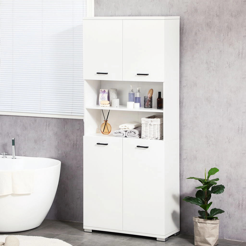MOBILE BAGNO CON 2 ARMADIETTI ANTE E 2 RIPIANI APERTI 80X33.5X190 CM BIANCO