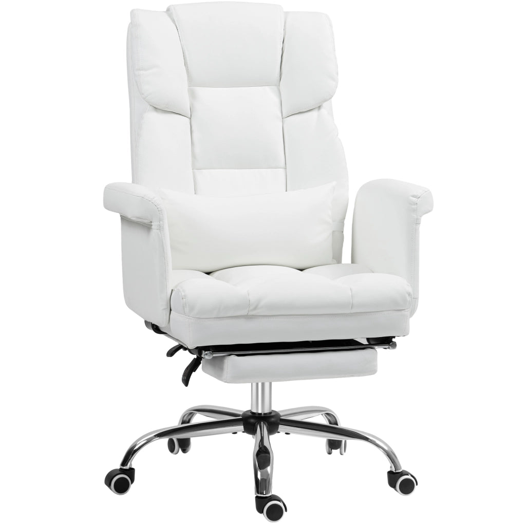 Sedia da ufficio ergonomica reclinabile bianca con poggiapiedi