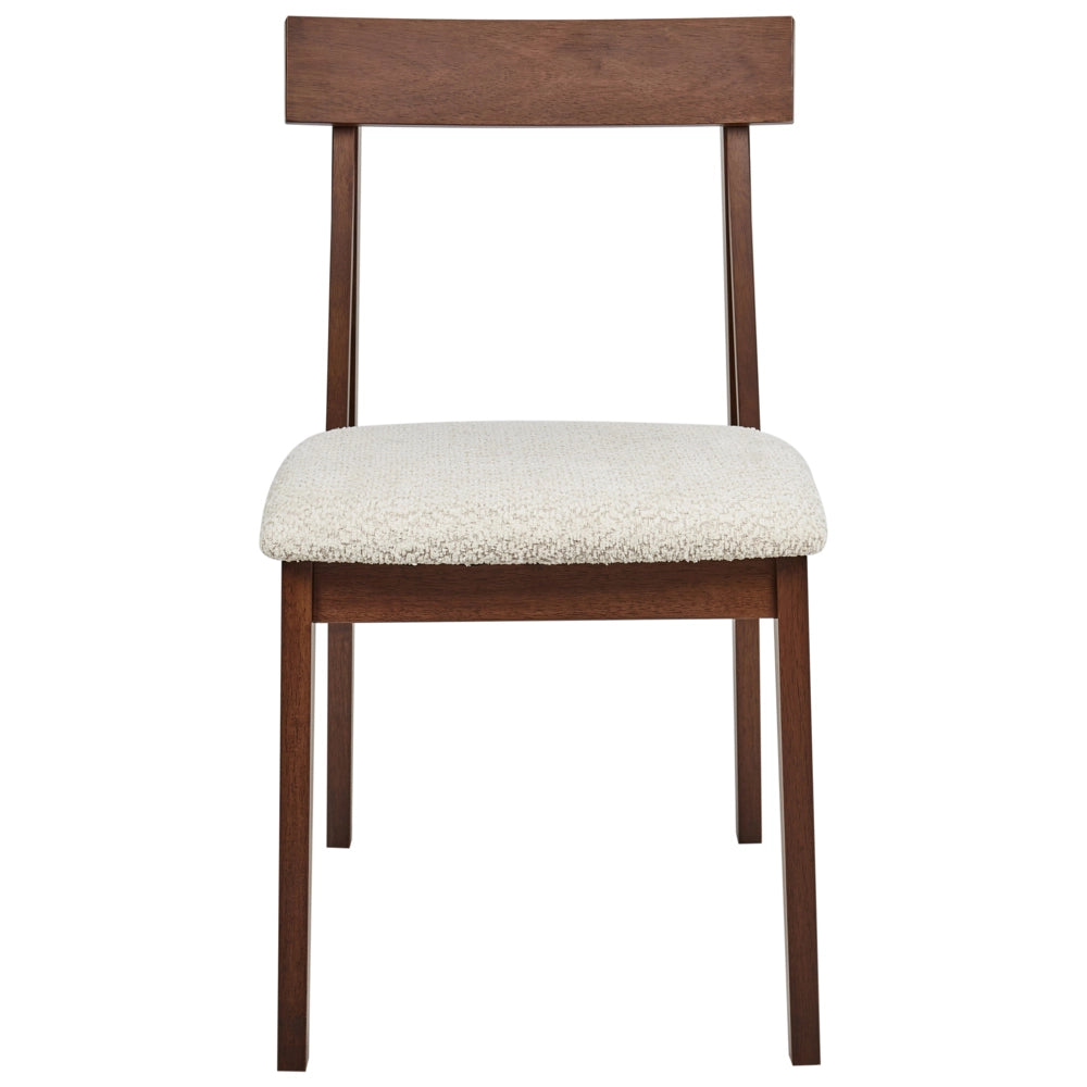 Set di 2 sedie da pranzo Struttura in legno di gomma scuro Seduta in bouclé beige Design retrò senza braccioli