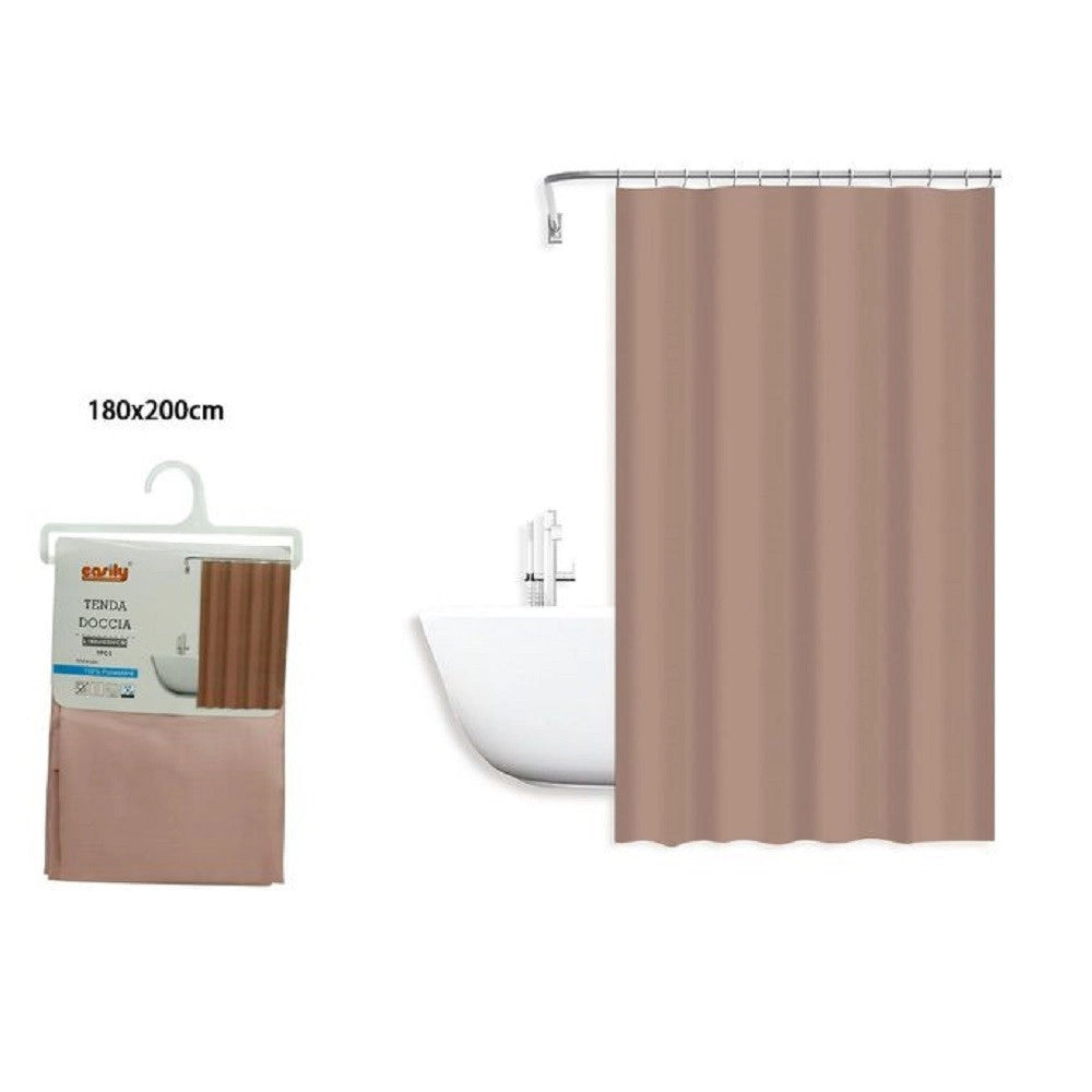 Trade Shop - Tenda Doccia Antimuffa Impermeabile Poliestere 180x200cm Con Anelli Ganci Bagno 79857 -