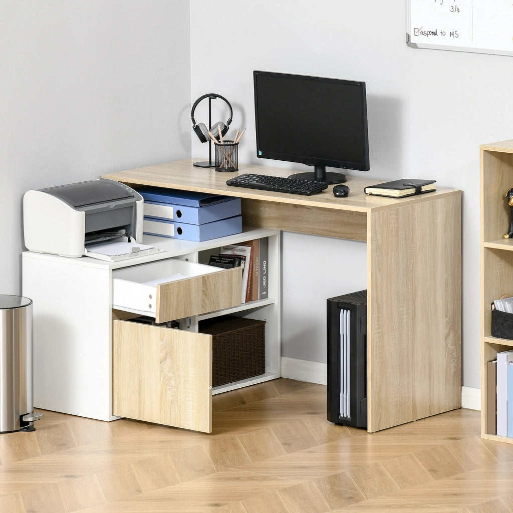 Scrivania Angolare per Computer ¨C Zephmum ¨C Legno Rovere Bianco 90x50x