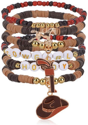 Bracciali a catena in plastica - 6 pezzi - 15 cm di diametro - Catena a stack - Stile Western/Boho - Estate