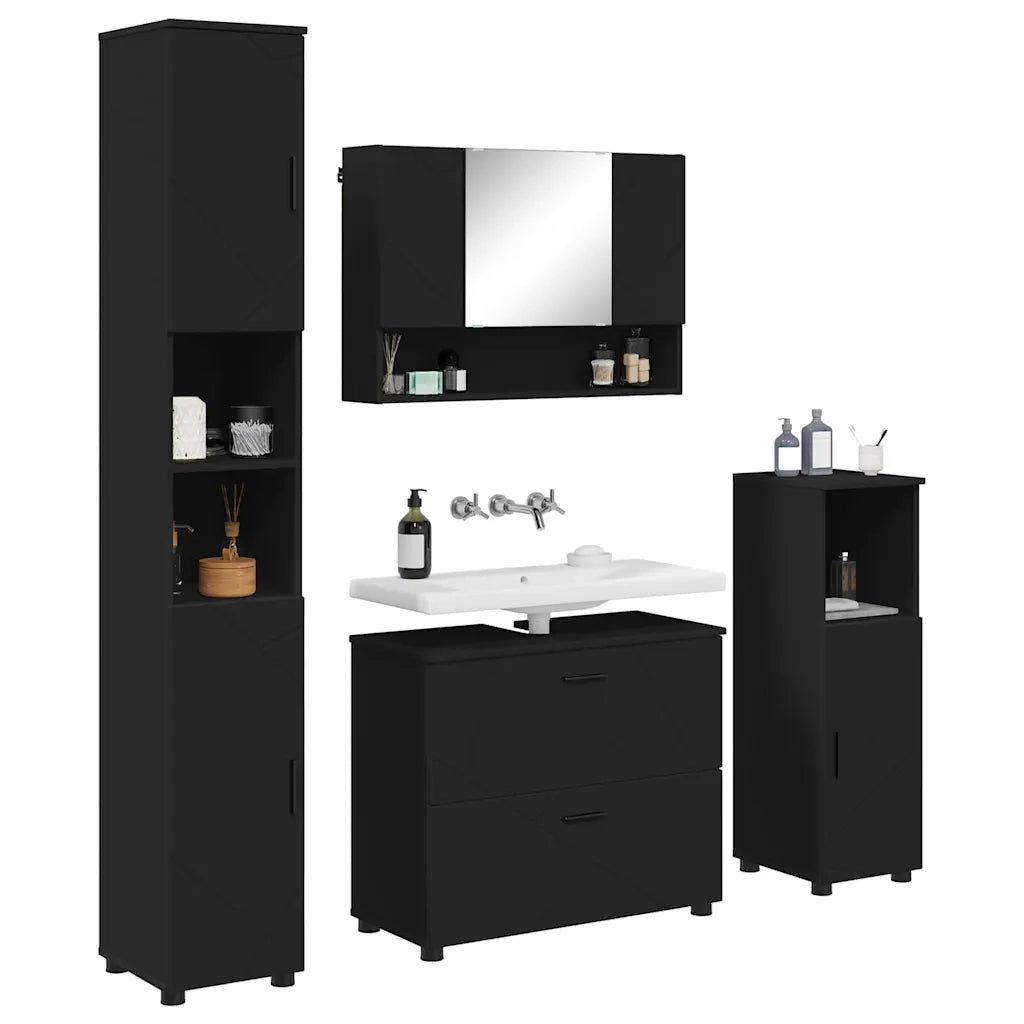 vidaXL Set di mobili per il bagno 4 pcs Nero 30 x 35 x 192 cm