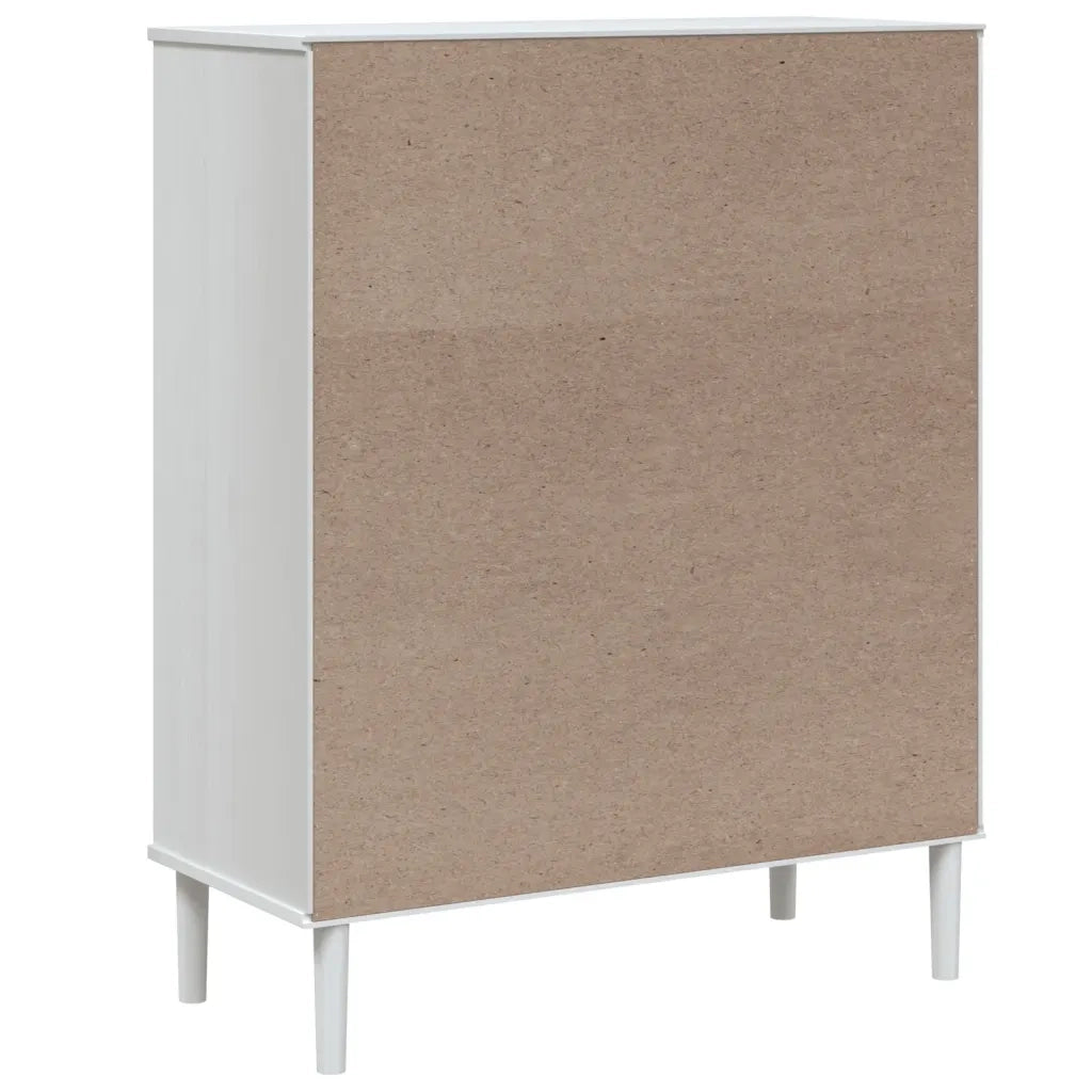 Credenza-Buffet-Armadio da cucina SENJA Aspetto Rattan Bianco 90x40x112cm Massello Pino 547575