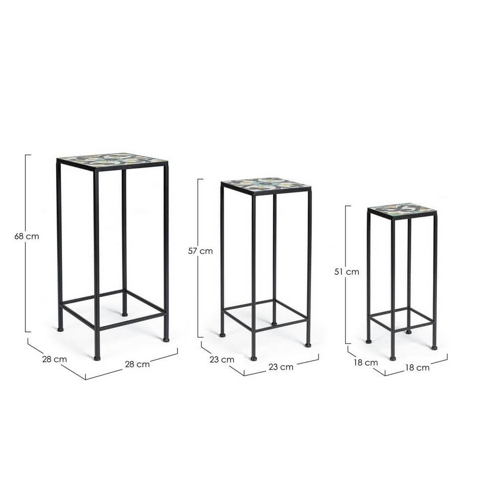 Set 3 tavolini quadrati impilabili - VIONEL