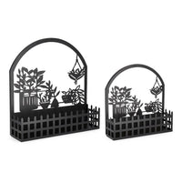 Set 2 Portavasi in Acciaio Antracite Moderni da Parete - ARAVINE