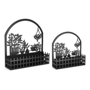 Set 2 Portavasi in Acciaio Antracite Moderni da Parete - ARAVINE