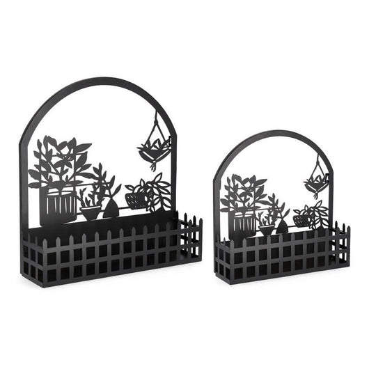 Set 2 Portavasi in Acciaio Antracite Moderni da Parete - ARAVINE