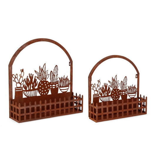 Set 2 portavasi decorativi con cactus colore ruggine - ENYRA