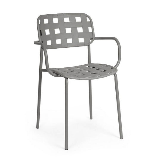Sedia da giardino in acciaio con braccioli - FAYLON Colore: Grigio