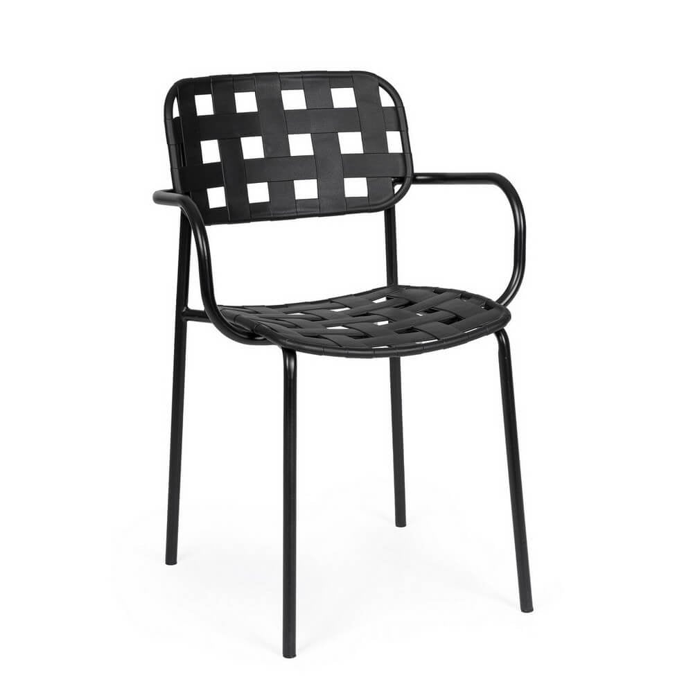 Set 4 Sedie da Giardino Acciaio Grigio Moderno da Esterno - FAYLON Colore: Antracite