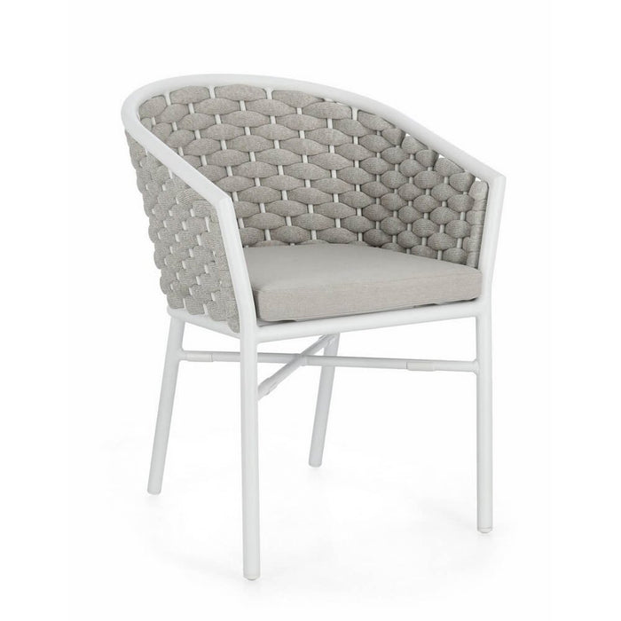 Sedia con braccioli e cuscino colore bianco - NIREYA