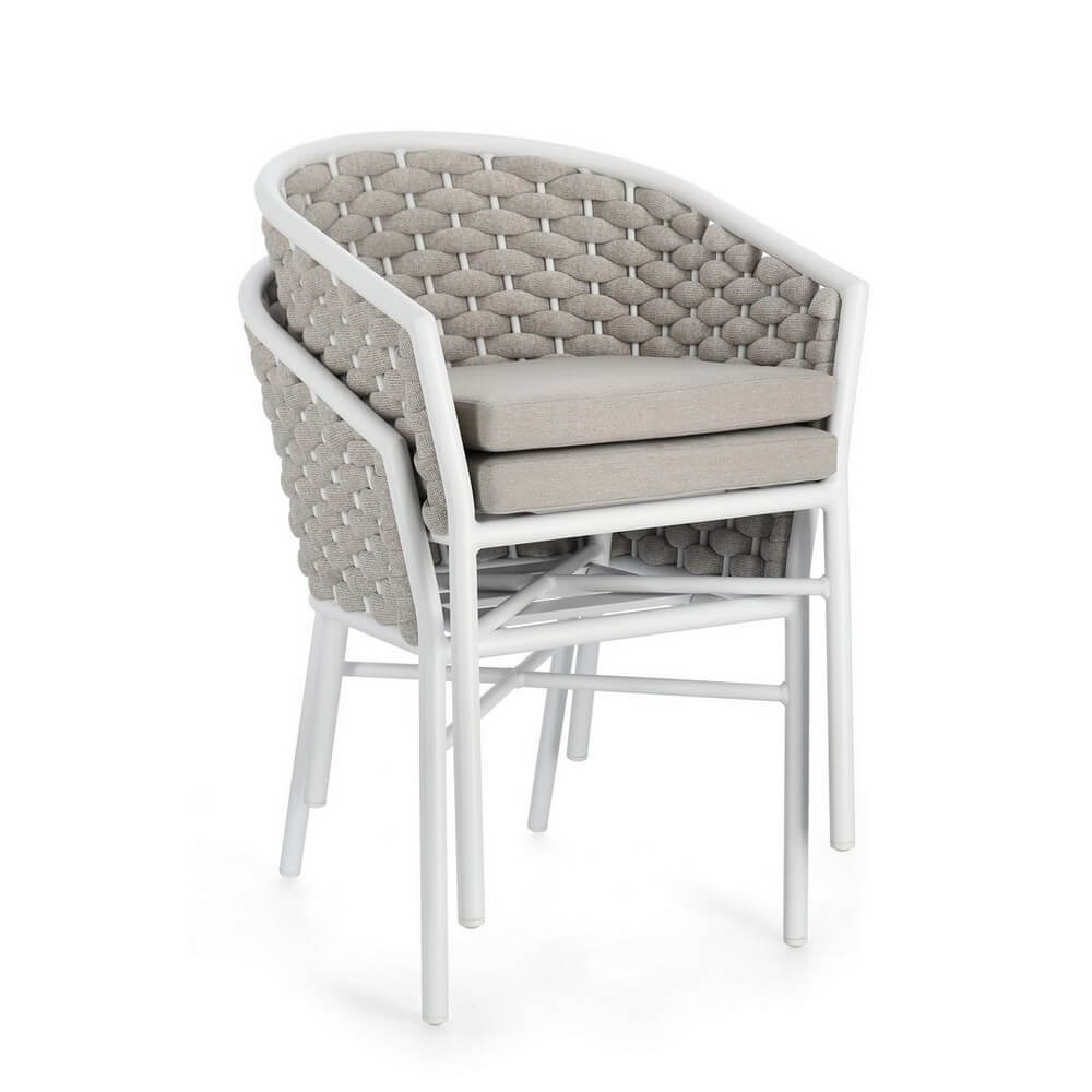 Sedia con braccioli e cuscino colore bianco - NIREYA