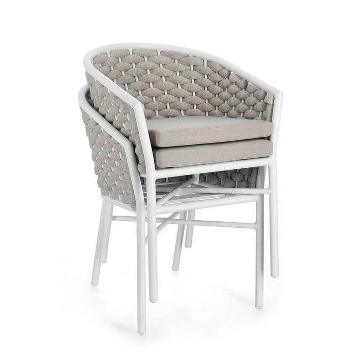 Sedia con braccioli e cuscino colore bianco - NIREYA