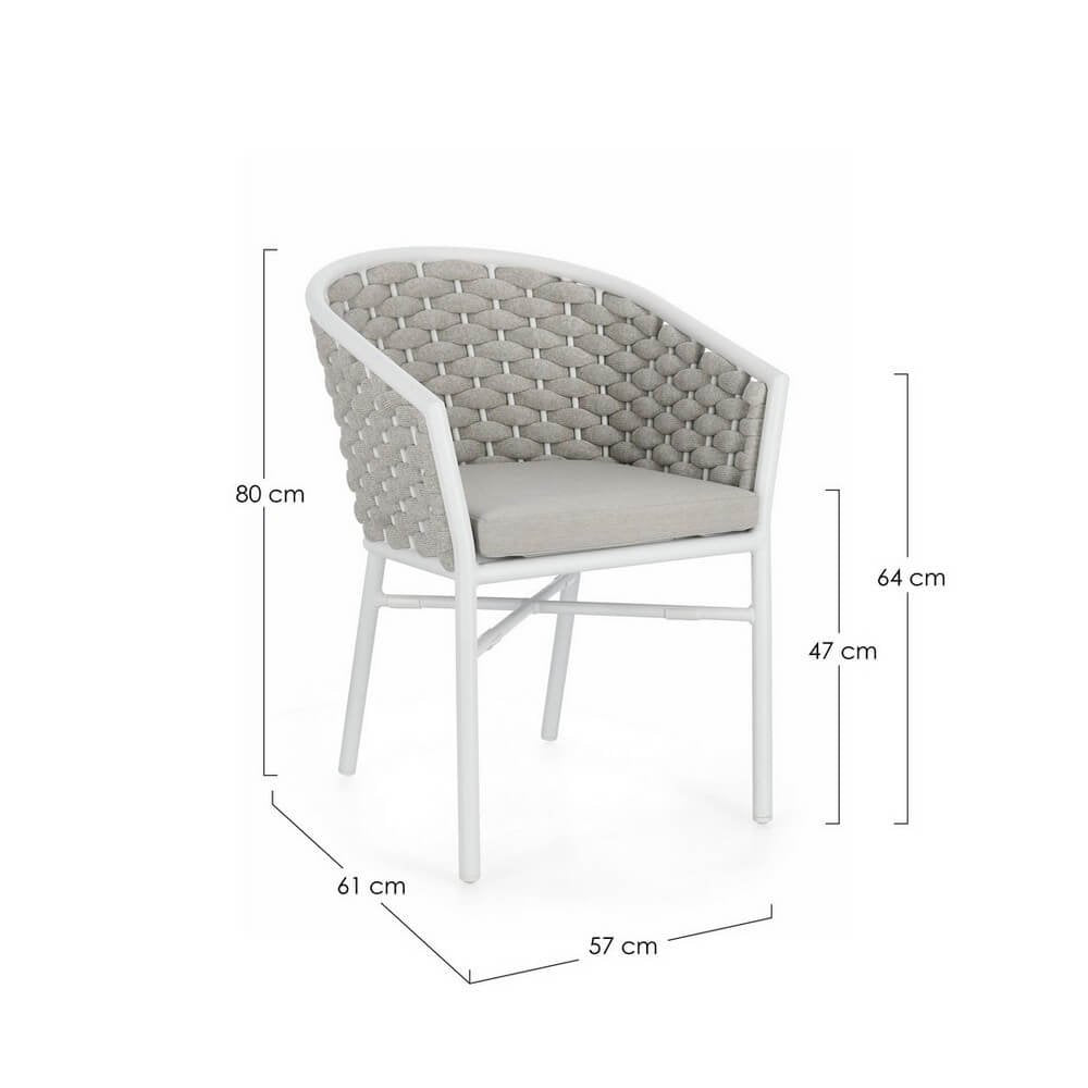 Sedia con braccioli e cuscino colore bianco - NIREYA