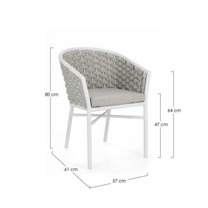 Sedia con braccioli e cuscino colore bianco - NIREYA