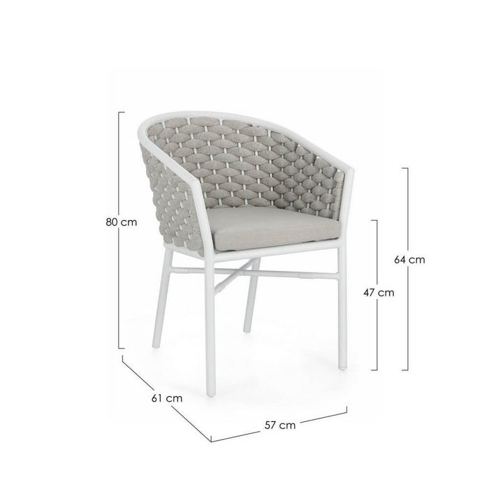 Sedia con braccioli e cuscino colore bianco - NIREYA