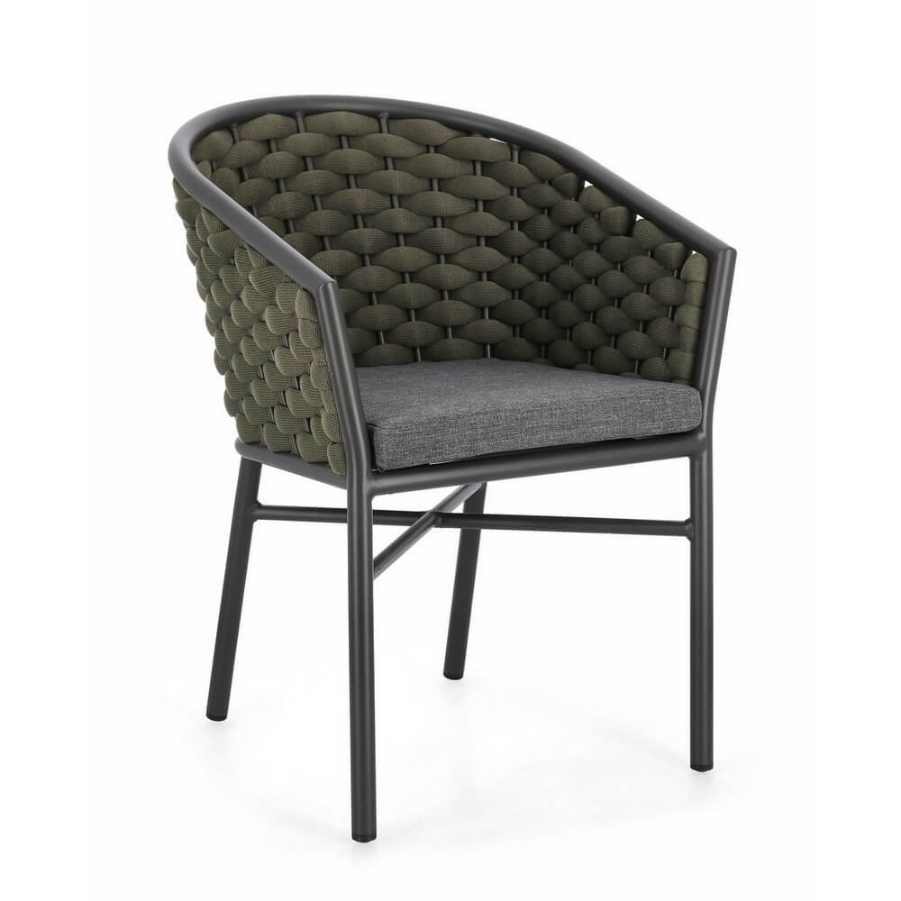 Set 4 Sedie con Braccioli Alluminio Verde da Esterno - NIREYA