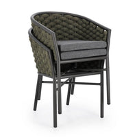 Set 4 Sedie con Braccioli Alluminio Verde da Esterno - NIREYA