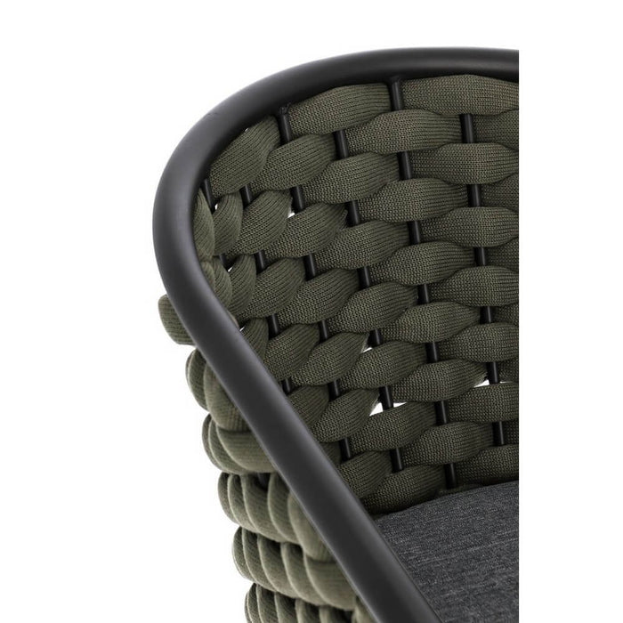 Set 4 Sedie con Braccioli Alluminio Verde da Esterno - NIREYA