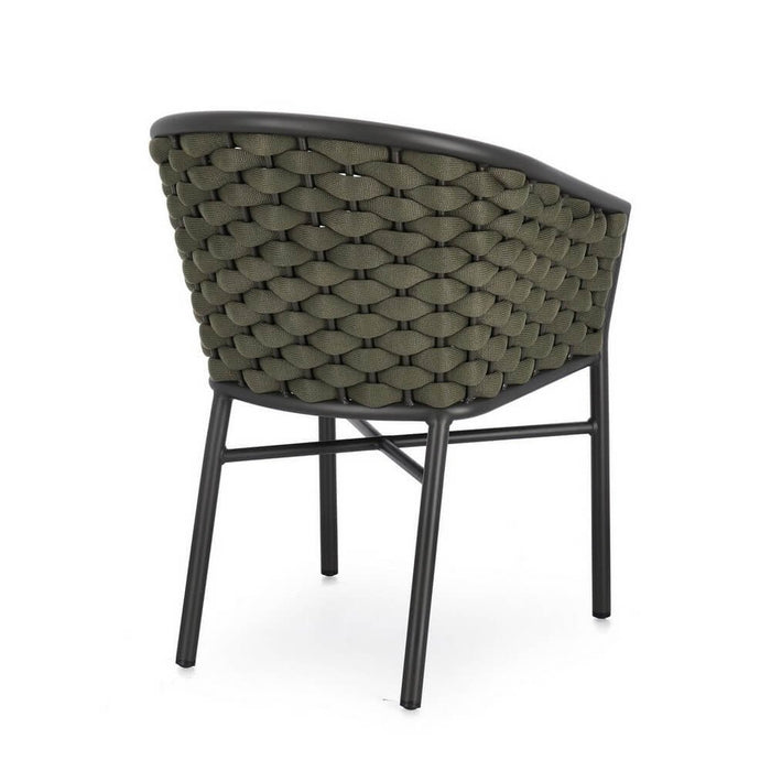 Set 4 Sedie con Braccioli Alluminio Verde da Esterno - NIREYA