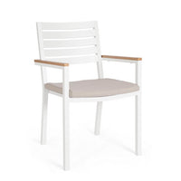 Sedia con braccioli e cuscino bianco - CARMEYA