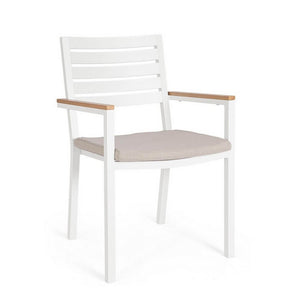 Sedia con braccioli e cuscino bianco - CARMEYA