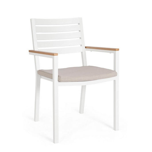 Set 4 Sedie con Braccioli Alluminio Bianco da Esterno - CARMEYA