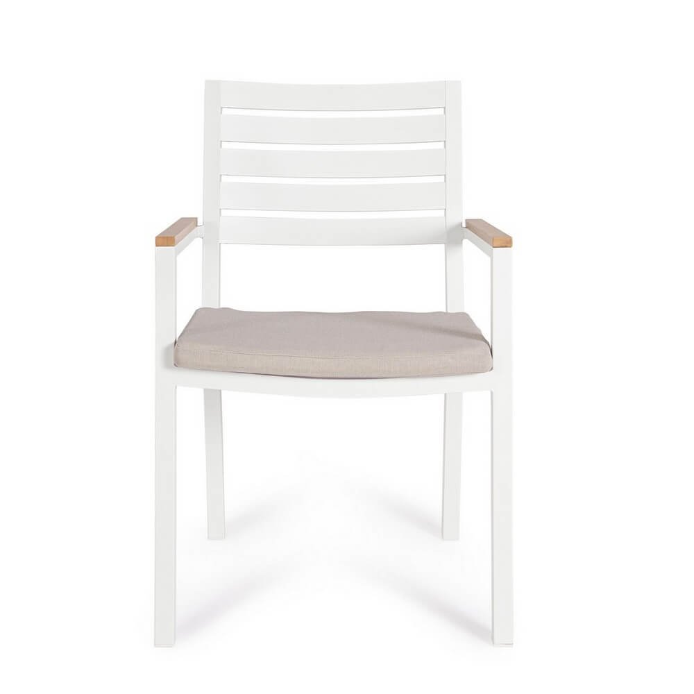 Sedia con braccioli e cuscino bianco - CARMEYA