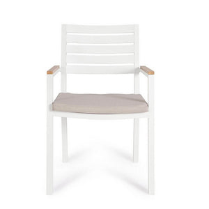 Sedia con braccioli e cuscino bianco - CARMEYA