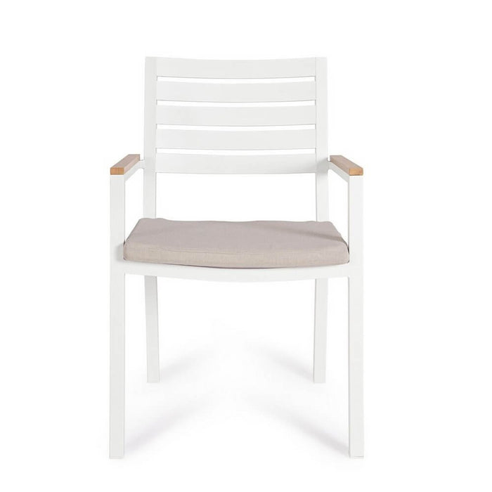 Sedia con braccioli e cuscino bianco - CARMEYA