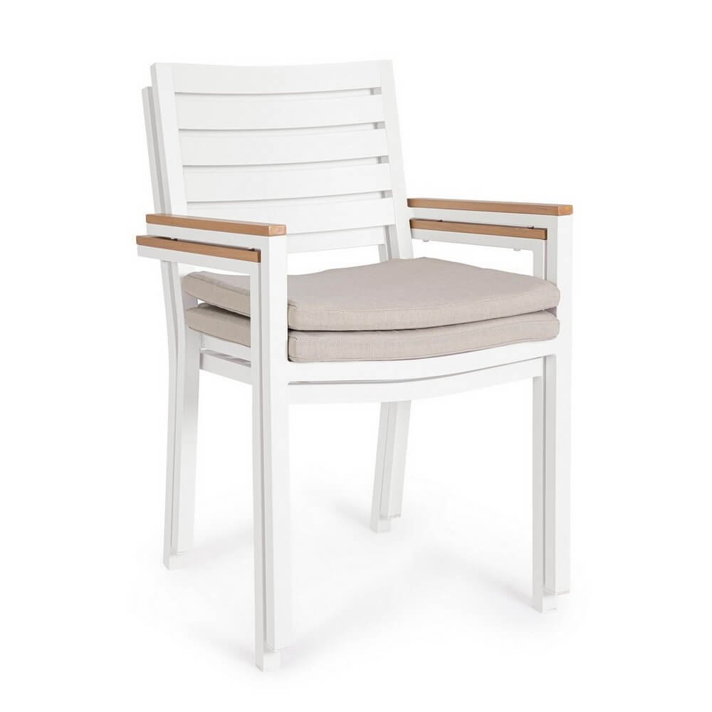 Sedia con braccioli e cuscino bianco - CARMEYA