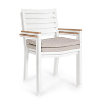 Sedia con braccioli e cuscino bianco - CARMEYA