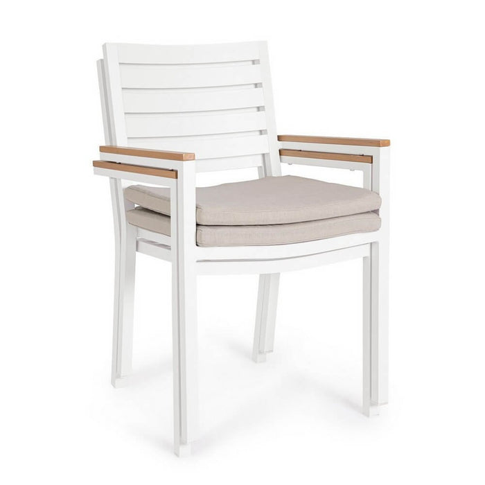 Sedia con braccioli e cuscino bianco - CARMEYA