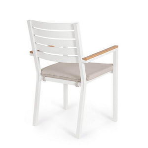 Sedia con braccioli e cuscino bianco - CARMEYA