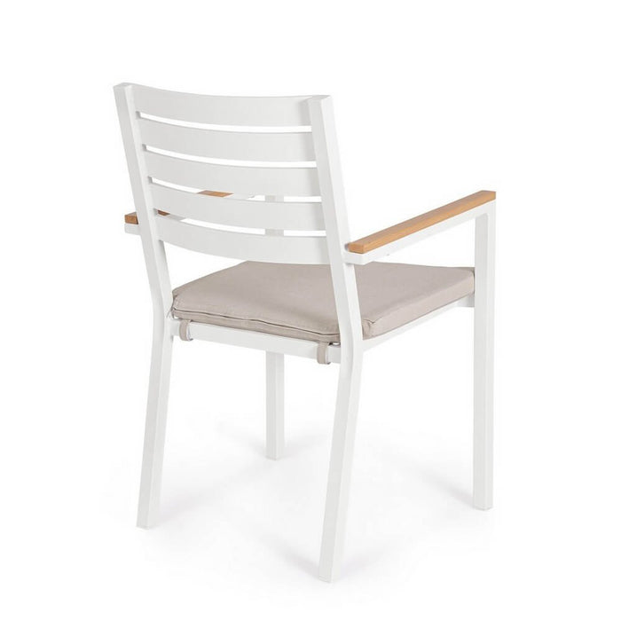 Sedia con braccioli e cuscino bianco - CARMEYA