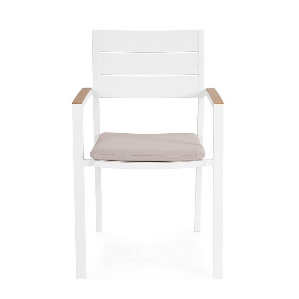 Sedia con braccioli e cuscino bianco - VELISSA