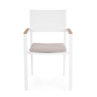 Sedia con braccioli e cuscino bianco - VELISSA