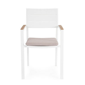 Sedia con braccioli e cuscino bianco - VELISSA