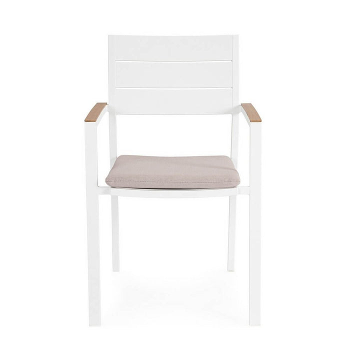 Sedia con braccioli e cuscino bianco - VELISSA