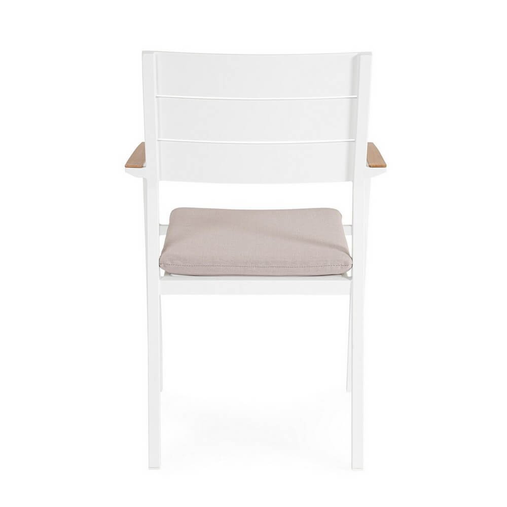 Sedia con braccioli e cuscino bianco - VELISSA