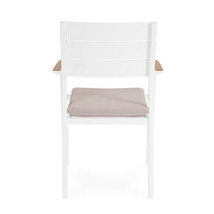 Sedia con braccioli e cuscino bianco - VELISSA