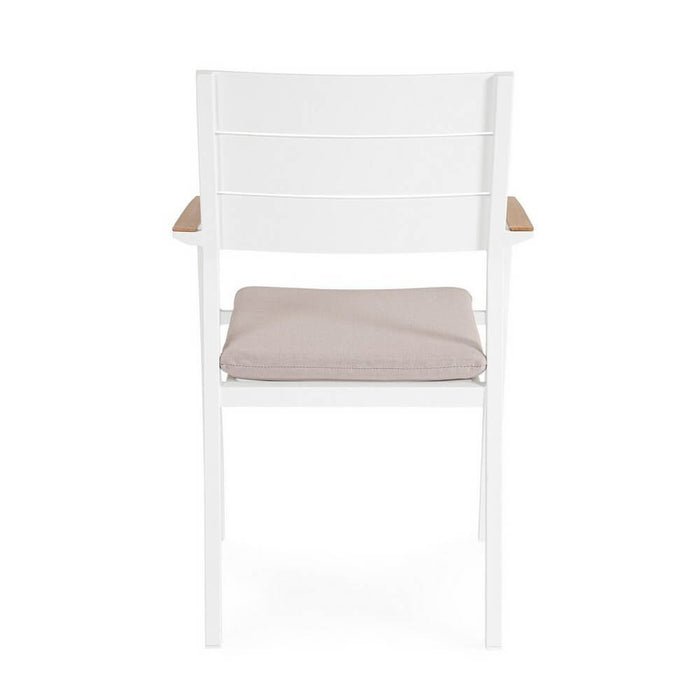 Sedia con braccioli e cuscino bianco - VELISSA