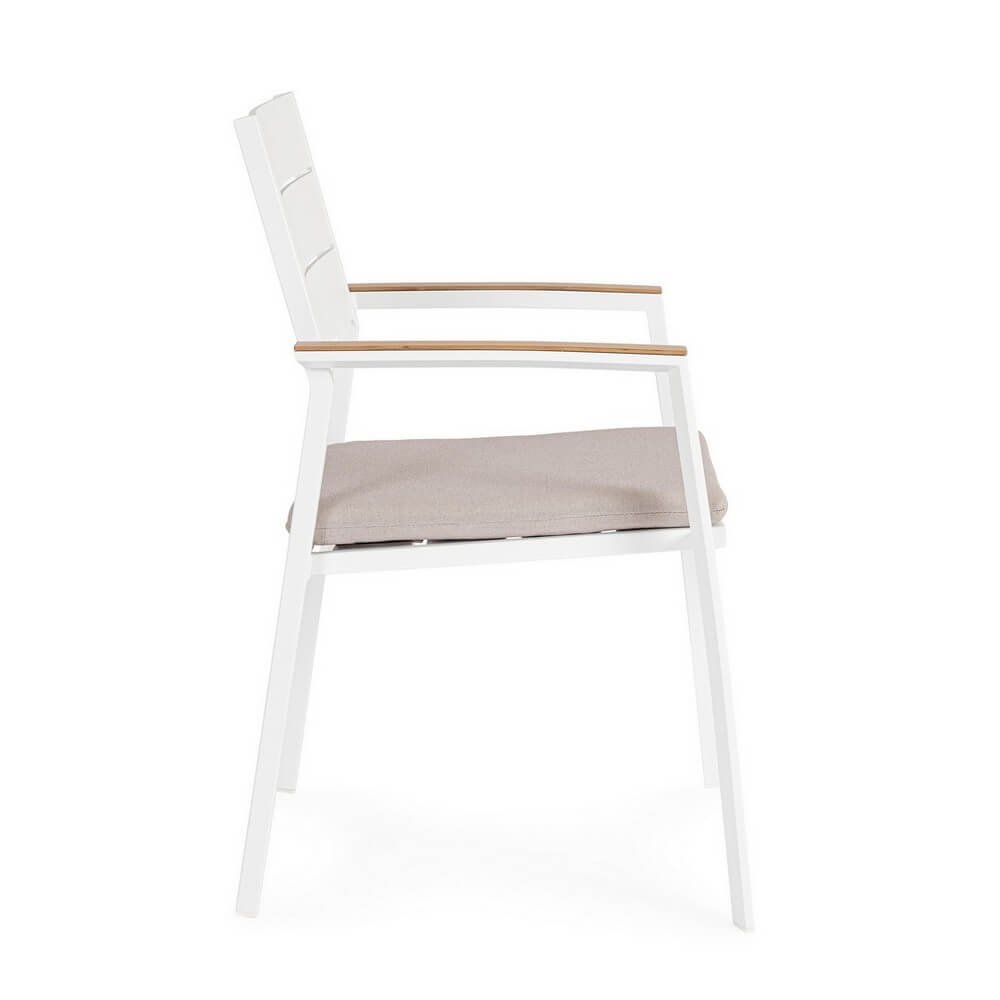 Sedia con braccioli e cuscino bianco - VELISSA