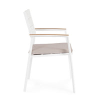 Sedia con braccioli e cuscino bianco - VELISSA