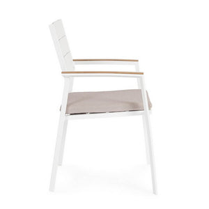 Sedia con braccioli e cuscino bianco - VELISSA