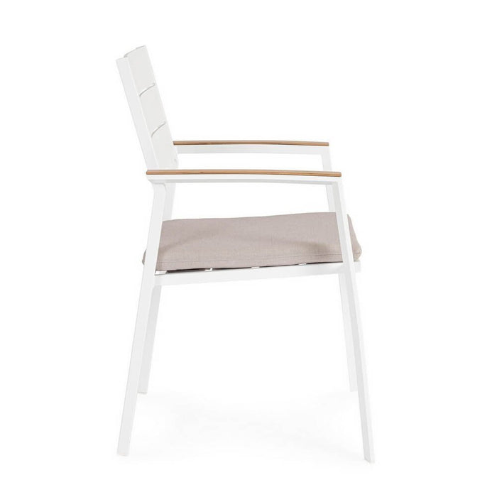 Sedia con braccioli e cuscino bianco - VELISSA