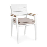 Sedia con braccioli e cuscino bianco - VELISSA