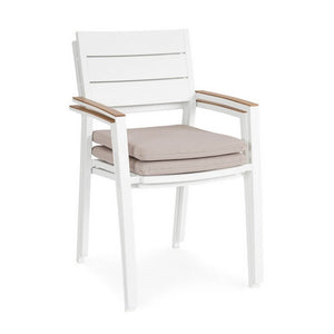 Sedia con braccioli e cuscino bianco - VELISSA
