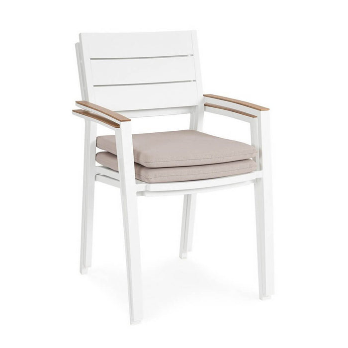 Sedia con braccioli e cuscino bianco - VELISSA